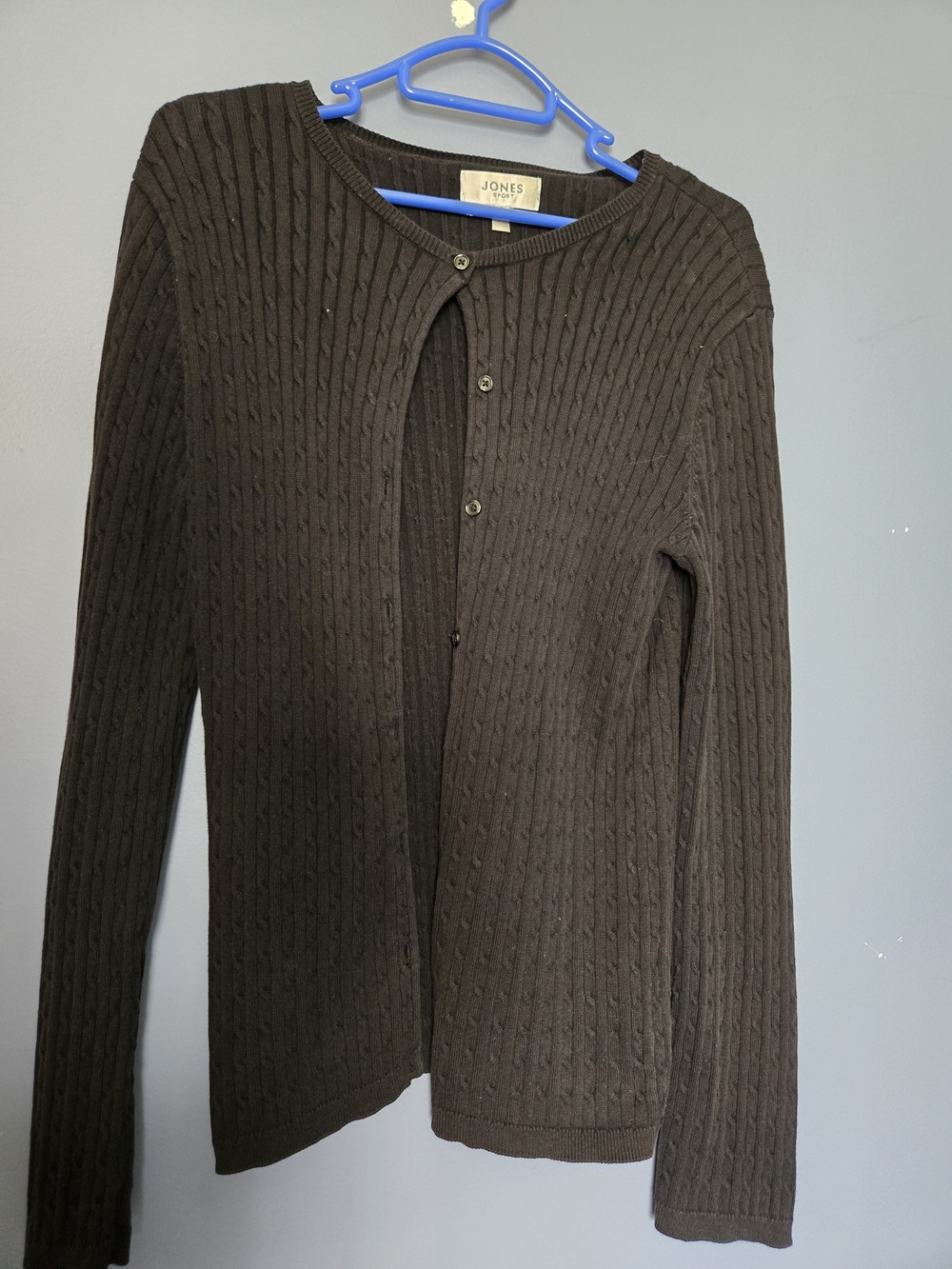Jones Sport Black Cable Knit Cardigan — Size L 🖤